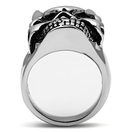 MATK465 - High polished (no plating) Stainless Steel Ring with AAA Grade CZ  in Clear