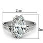 MATK475 - High polished (no plating) Stainless Steel Ring with AAA Grade CZ  in Clear
