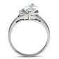 MATK475 - High polished (no plating) Stainless Steel Ring with AAA Grade CZ  in Clear