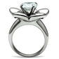 MATK477 - High polished (no plating) Stainless Steel Ring with AAA Grade CZ  in Clear