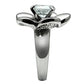MATK477 - High polished (no plating) Stainless Steel Ring with AAA Grade CZ  in Clear