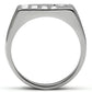 MATK481 - High polished (no plating) Stainless Steel Ring with AAA Grade CZ  in Clear