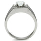 MATK483 - High polished (no plating) Stainless Steel Ring with AAA Grade CZ  in Clear