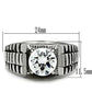 MATK485 - High polished (no plating) Stainless Steel Ring with AAA Grade CZ  in Clear