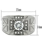 MATK486 - High polished (no plating) Stainless Steel Ring with AAA Grade CZ  in Clear