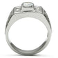 MATK486 - High polished (no plating) Stainless Steel Ring with AAA Grade CZ  in Clear