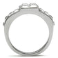 MATK487 - High polished (no plating) Stainless Steel Ring with Top Grade Crystal  in Clear