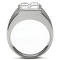 MATK489 - High polished (no plating) Stainless Steel Ring with Top Grade Crystal  in Clear