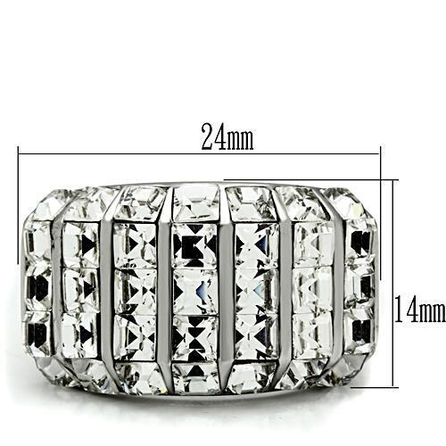 MATK490 - High polished (no plating) Stainless Steel Ring with Top Grade Crystal  in Clear
