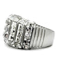 MATK490 - High polished (no plating) Stainless Steel Ring with Top Grade Crystal  in Clear
