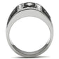 MATK492 - High polished (no plating) Stainless Steel Ring with Top Grade Crystal  in Clear