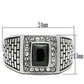 MATK494 - High polished (no plating) Stainless Steel Ring with AAA Grade CZ  in Jet