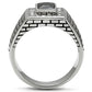 MATK494 - High polished (no plating) Stainless Steel Ring with AAA Grade CZ  in Jet