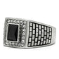 MATK494 - High polished (no plating) Stainless Steel Ring with AAA Grade CZ  in Jet