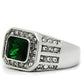 MATK495 - High polished (no plating) Stainless Steel Ring with Synthetic Synthetic Glass in Emerald