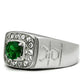 MATK496 - High polished (no plating) Stainless Steel Ring with Synthetic Synthetic Glass in Emerald