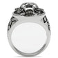 MATK502 - High polished (no plating) Stainless Steel Ring with Top Grade Crystal  in Jet