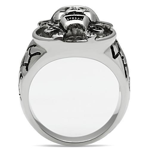 MATK502 - High polished (no plating) Stainless Steel Ring with Top Grade Crystal  in Jet