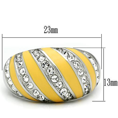 MATK506 - High polished (no plating) Stainless Steel Ring with Top Grade Crystal  in Clear
