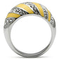 MATK506 - High polished (no plating) Stainless Steel Ring with Top Grade Crystal  in Clear