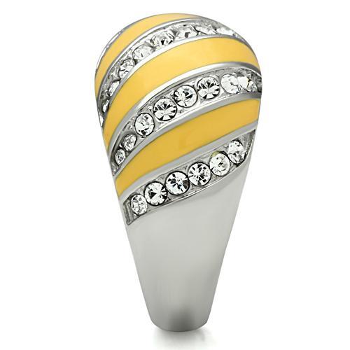 MATK506 - High polished (no plating) Stainless Steel Ring with Top Grade Crystal  in Clear