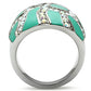 MATK507 - High polished (no plating) Stainless Steel Ring with Top Grade Crystal  in Aurora Borealis (Rainbow Effect)