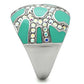 MATK507 - High polished (no plating) Stainless Steel Ring with Top Grade Crystal  in Aurora Borealis (Rainbow Effect)
