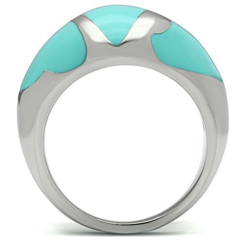 MATK509 - High polished (no plating) Stainless Steel Ring with Epoxy  in Turquoise
