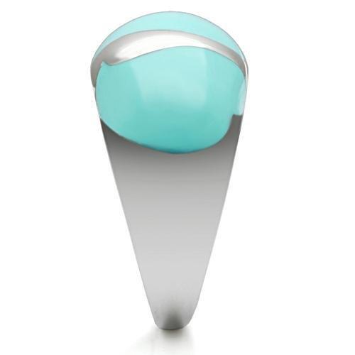 MATK509 - High polished (no plating) Stainless Steel Ring with Epoxy  in Turquoise
