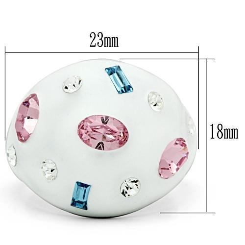 MATK512 - High polished (no plating) Stainless Steel Ring with Top Grade Crystal  in Multi Color