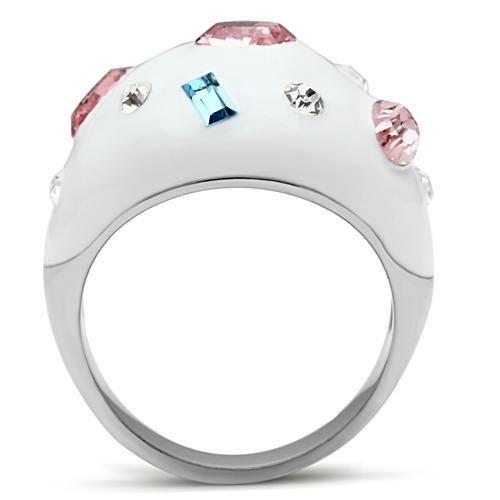 MATK512 - High polished (no plating) Stainless Steel Ring with Top Grade Crystal  in Multi Color