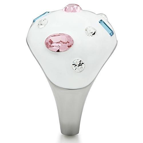 MATK512 - High polished (no plating) Stainless Steel Ring with Top Grade Crystal  in Multi Color
