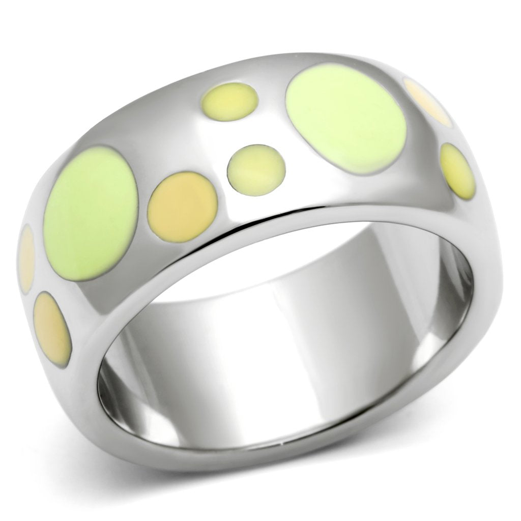 MATK513 - High polished (no plating) Stainless Steel Ring with Epoxy  in Multi Color