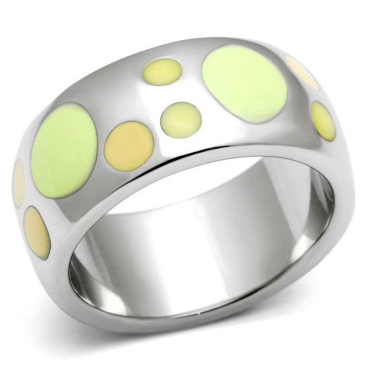 MATK513 - High polished (no plating) Stainless Steel Ring with Epoxy  in Multi Color