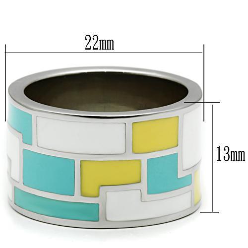 MATK514 - High polished (no plating) Stainless Steel Ring with Epoxy  in Multi Color