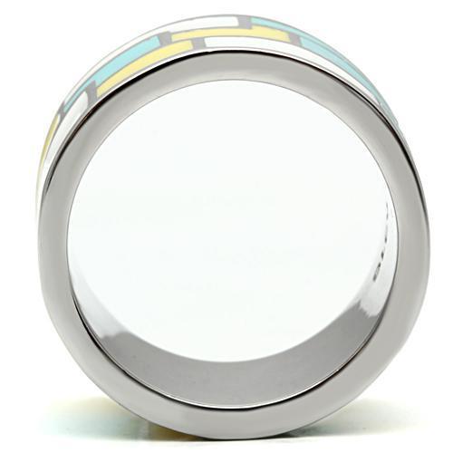 MATK514 - High polished (no plating) Stainless Steel Ring with Epoxy  in Multi Color