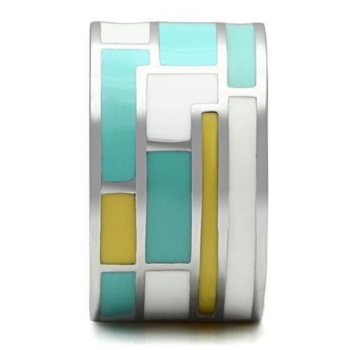 MATK514 - High polished (no plating) Stainless Steel Ring with Epoxy  in Multi Color