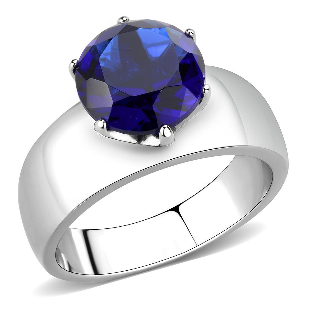 MATK52009 - High polished (no plating) Stainless Steel Ring with Synthetic Synthetic Glass in Montana
