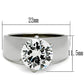 MATK520 - High polished (no plating) Stainless Steel Ring with AAA Grade CZ  in Clear
