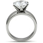 MATK520 - High polished (no plating) Stainless Steel Ring with AAA Grade CZ  in Clear
