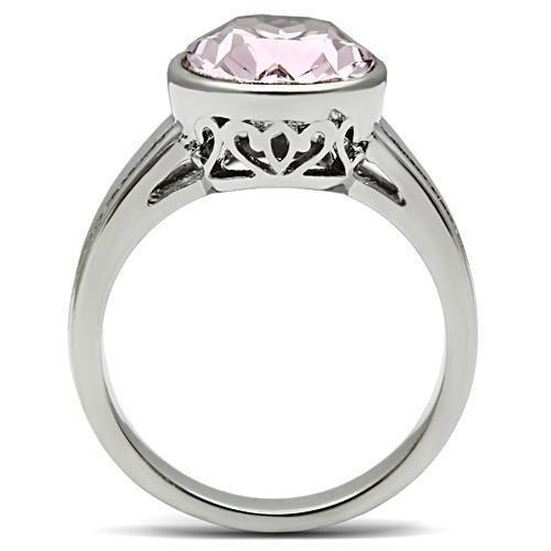 MATK522 - High polished (no plating) Stainless Steel Ring with Top Grade Crystal  in Light Amethyst
