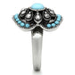 MATK526 - High polished (no plating) Stainless Steel Ring with Synthetic Synthetic Glass in Sea Blue