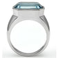 MATK527 - High polished (no plating) Stainless Steel Ring with Top Grade Crystal  in Sea Blue