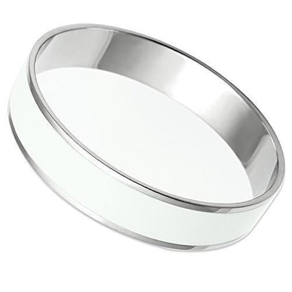 MATK532 - High polished (no plating) Stainless Steel Bangle with Epoxy  in White