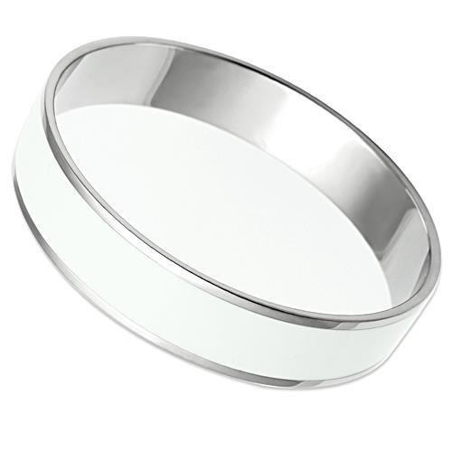 MATK532 - High polished (no plating) Stainless Steel Bangle with Epoxy  in White