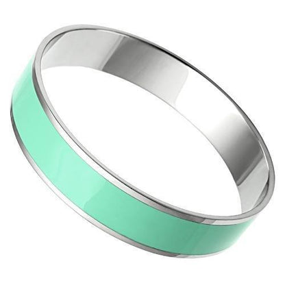 MATK533 - High polished (no plating) Stainless Steel Bangle with Epoxy  in Aquamarine