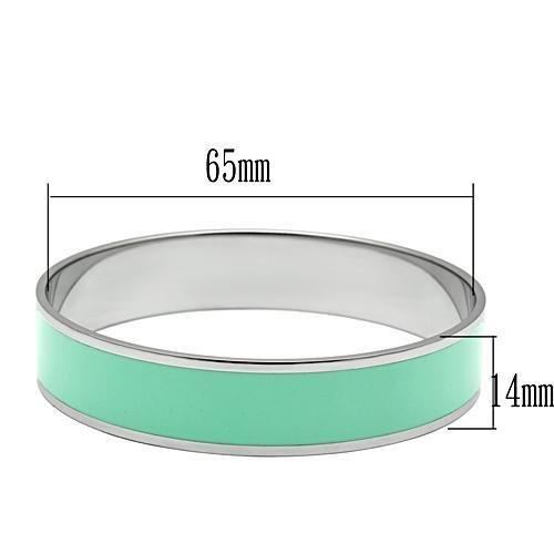 MATK533 - High polished (no plating) Stainless Steel Bangle with Epoxy  in Aquamarine