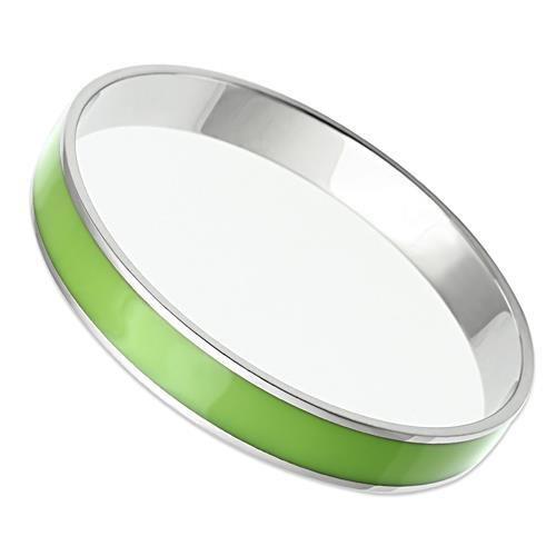 MATK535 - High polished (no plating) Stainless Steel Bangle with Epoxy  in Emerald