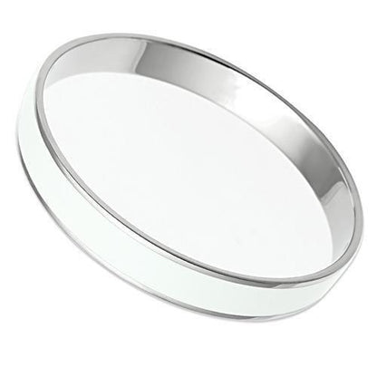 MATK536 - High polished (no plating) Stainless Steel Bangle with Epoxy  in White