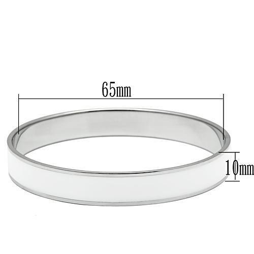MATK536 - High polished (no plating) Stainless Steel Bangle with Epoxy  in White